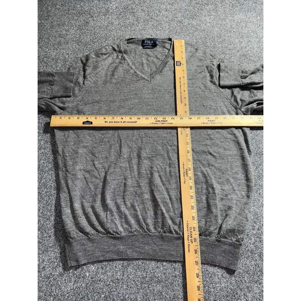 Polo Ralph Lauren Sweater Men's XL Gray‎ 100% Washable Merino Wool Classic